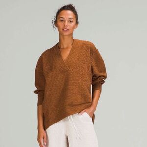 Lululemon Rippled V-Neck Pullover Cooper Brown Sz 12
